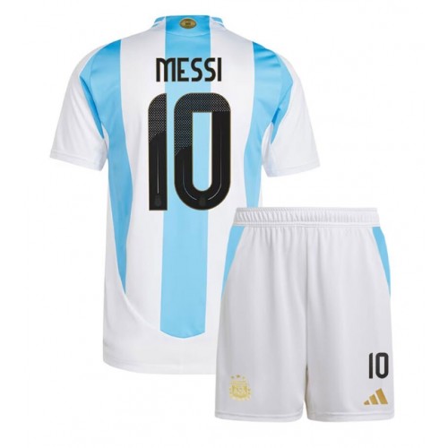 Dětský fotbalový dres Argentina Lionel Messi #10 Copa America 2024 Domácí Krátký Rukáv (+ trenýrky)